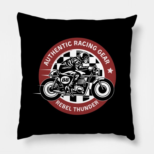 Rebel Thunder Racing Gear Pillow by Timeless Chaos