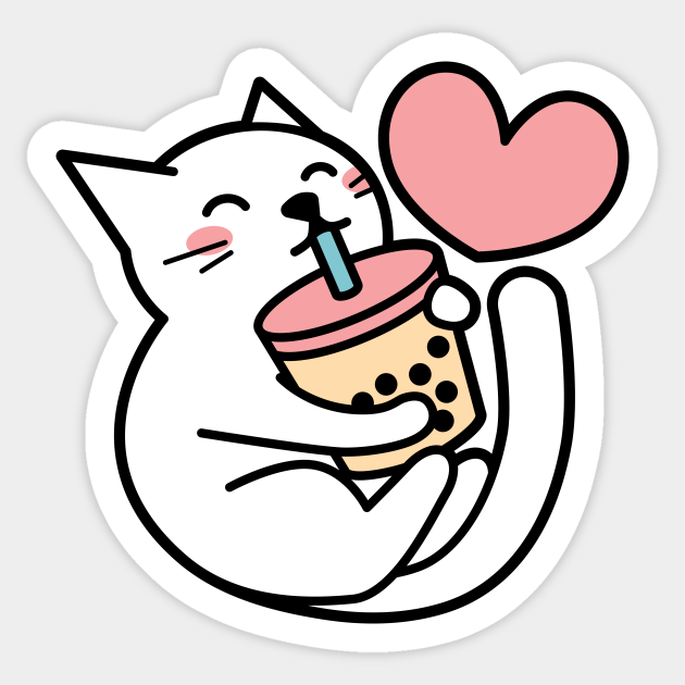 Kawaii Boba Drawing Cute Cute White Cat Sipping Bubble Tea Kawaii Boba Tea Boba Tea Sticker Teepublic cute white cat sipping bubble tea kawaii boba tea