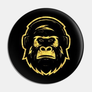 Gorilla with Headphones Abstract Tribal Tattoo Style Pin