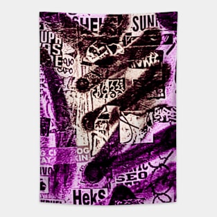 Pink Graffiti Black Street Art NYC Tapestry