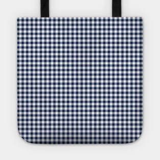 Gingham Checkered Buffalo Plaid Navy Blue and White Pattern Tote