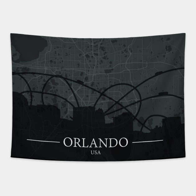Orlando City map with silhouette - Orlando - Tapestry  TeePublic