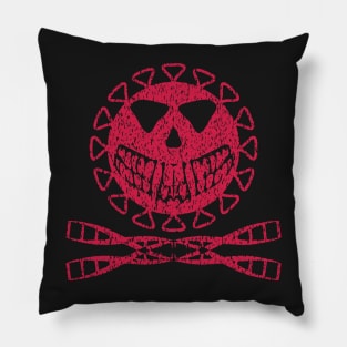 Directed Evolution Virus Skull with DNA MRNA Strands - Bold Modern Jolly Roger Design Pillow