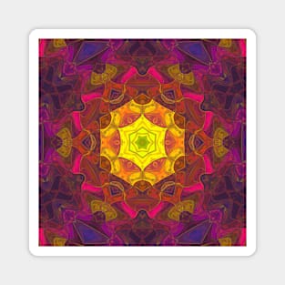 Mosaic Mandala Flower Yellow Pink and Purple Magnet