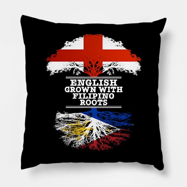 English Grown With Filipino Roots - Gift for Philippines With Roots From Filipino Pillow by Country Flags