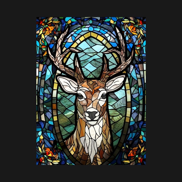 Glass stag face by Jeff NZ