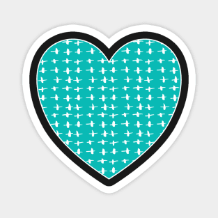 Hearts of teal. Teal, turquoise, aqua blue hearts with small white cross pattern. Magnet