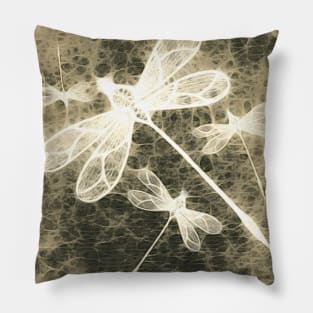 Textured dragonflies in beige Pillow