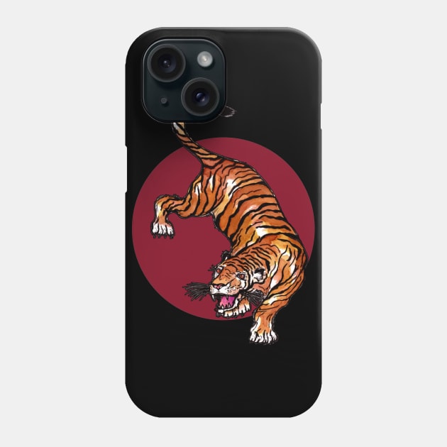 Tiger Red Circle Phone Case by ZeichenbloQ