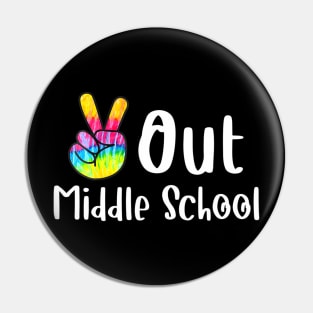 Peace Out Middle School Tie Dye Graduation Class Of 2023 Pin