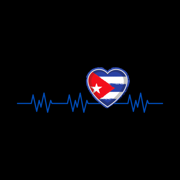 Cuba Heartbeat Flag Pulse Cuban Nationality by Foxxy Merch