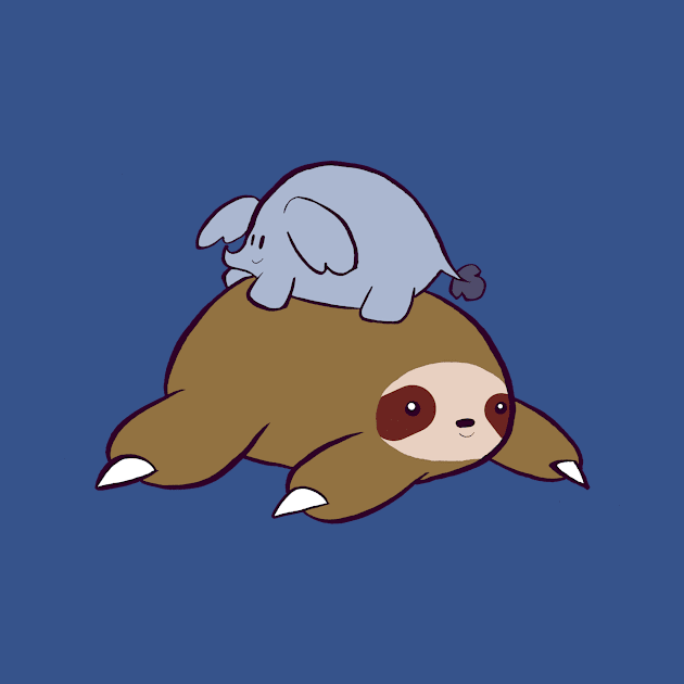 Big Sloth and Tiny Elephant by saradaboru