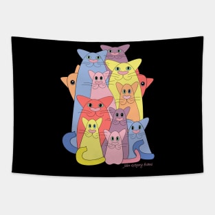 Twelve Cats For Happiness Tapestry