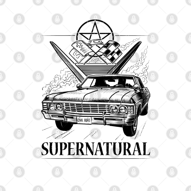 Supernatural Impala Black and White by pakowacz