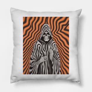 Op Art Reaper Death Mortality Optical Illusion Grim Reaper Pillow