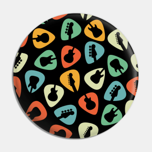 Guitar Pick Seamless Pattern Guitar Silhouette Retro Theme Pin