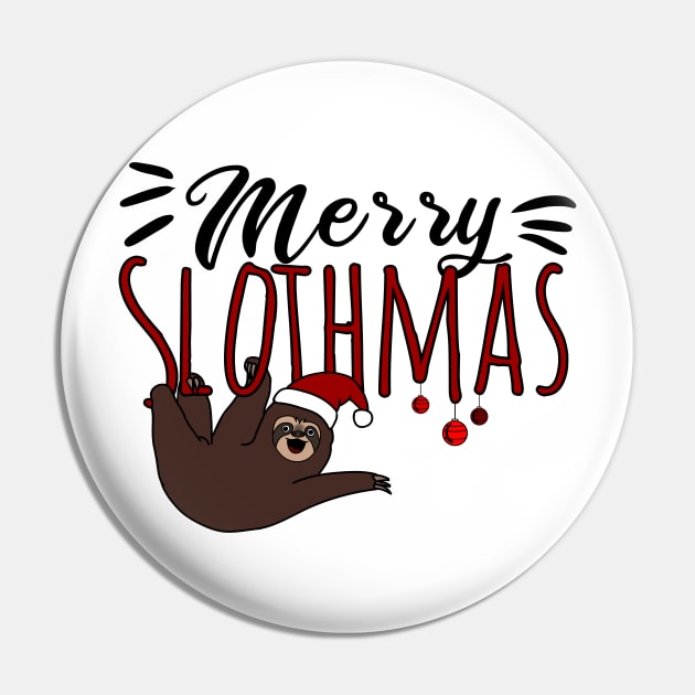 Merry Slothmas Pin by Rishirt