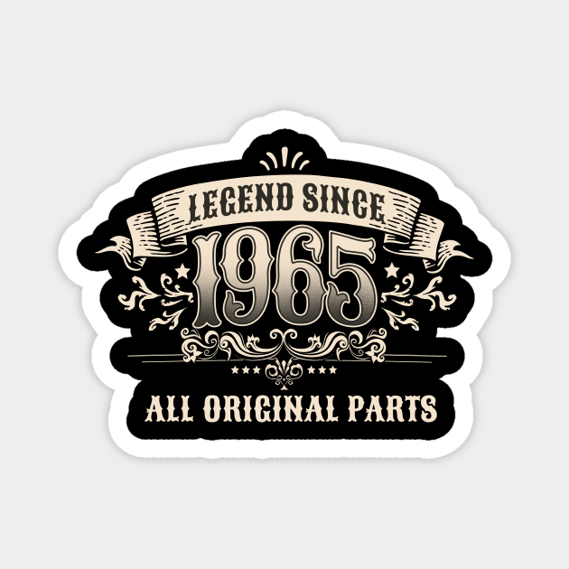 Retro Vintage Birthday Legend since 1965 All Original Parts Magnet by star trek fanart and more