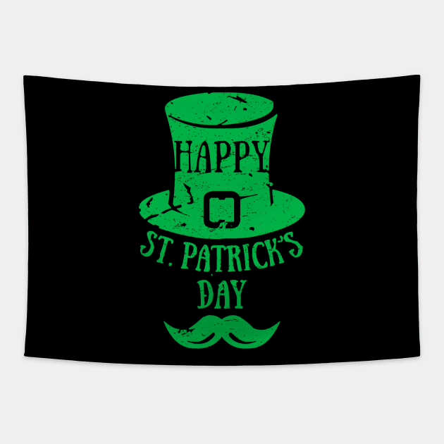 Happy St. Patrick's Day Leprechaun Mustache T-Shirt Tapestry by ADKApparel