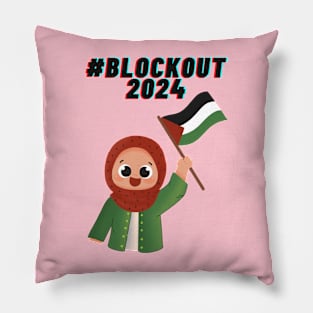 #blockout2024 blockout free palestine all eyes on rafa Pillow