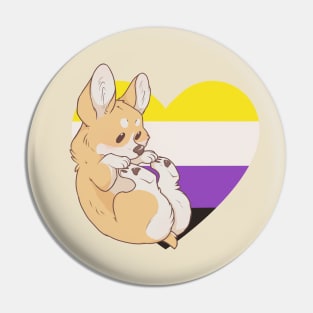 Nonbinary Pride Corgi Pin