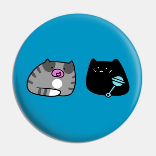 Black Kitten and Gray Tabby Kitten Pin