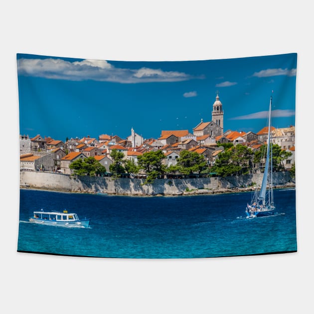 Old Town Korcula from the Sea Tapestry by Sun Pixel Photography