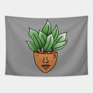 Tropical House Plant Person with a Moon Face Tattoo Tapestry