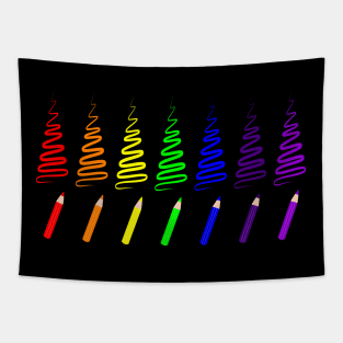 Rainbow Pencil Coloring Trees Tapestry