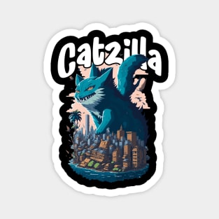 Catzilla Unleashed Funny Cartoon-Style Feline Magnet