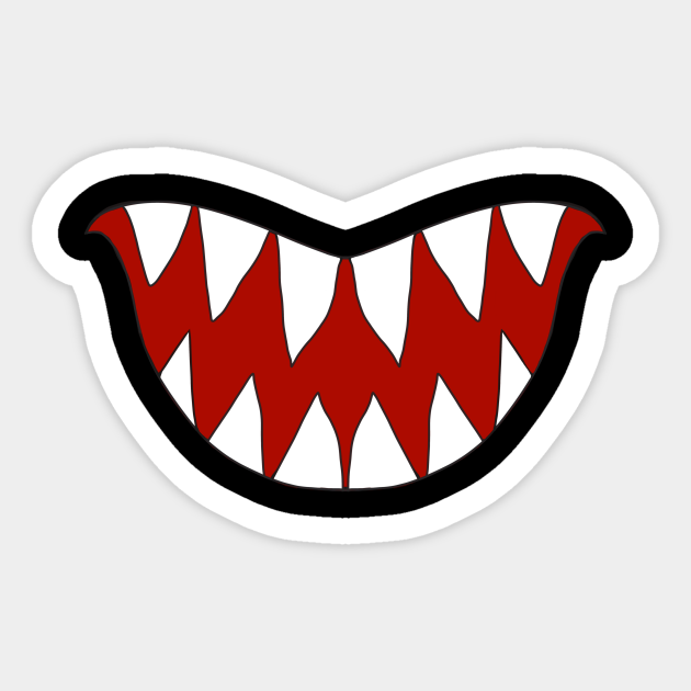 Funny Cartoon Monster Big Sharp teeth Smile - Teeth - Sticker ...