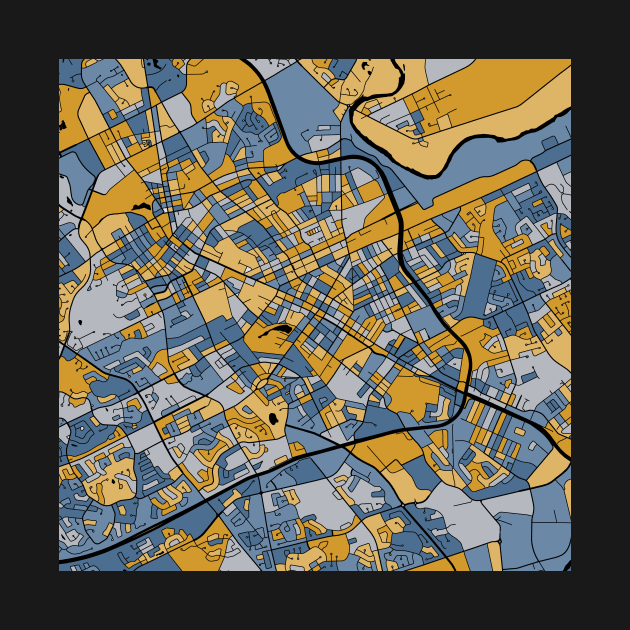 Kitchener Map Pattern in Blue & Gold by PatternMaps