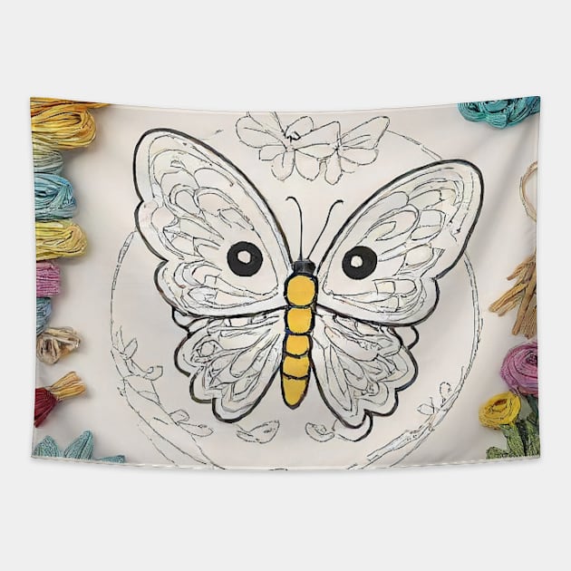 Butterfly Needlework Creation Tapestry by Dreamy Canvas Art