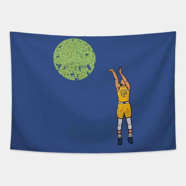 Steph Curry Money Ball - NBA Golden State Warriors Tapestry by xavierjfong