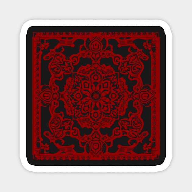 Red Snowflake Aesthetic - Bohemian Paisley Magnet by BubbleMench