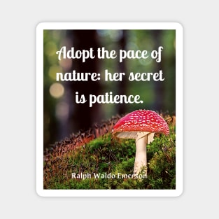 Ralph Waldo Emerson quote: Adopt the pace of nature: her secret is patience. Magnet