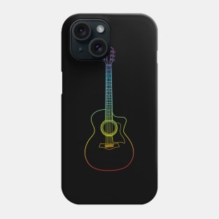 Auditorium Style Acoustic Guitar Colorful Outline Phone Case