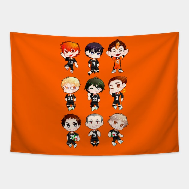 Karasuno 9 Characters! Tapestry by Techagau