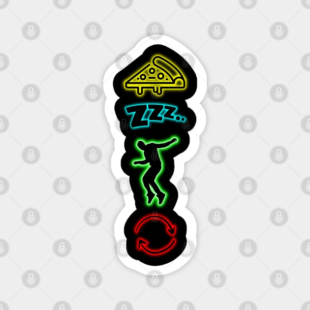 Neon Eat Sleep Rave Repeat Magnet by PNPTees