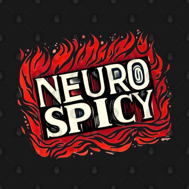 Flaming Hot Neuro Spicy Linocut Design by SubtleSplit
