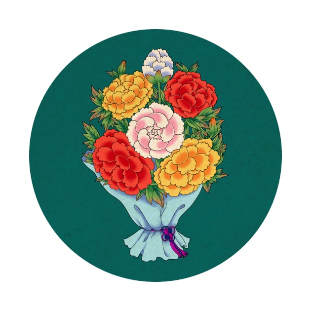 Minhwa: Peony Bouquet E Type (Korean traditional/folk art) by koreanfolkpaint