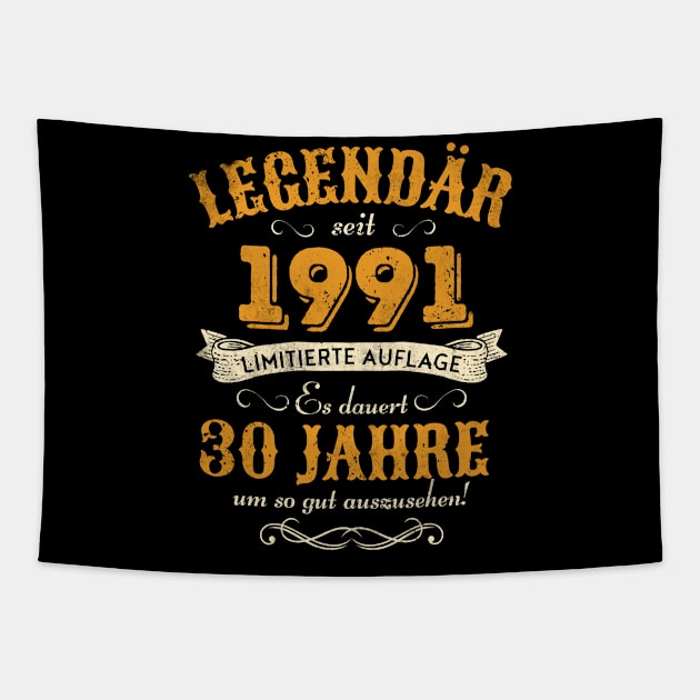 30 Years Legendary 1991 30th Birthday Tapestry by Schwarzweiss