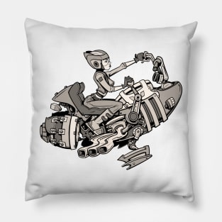 Girl on a Rocket Bike Pillow