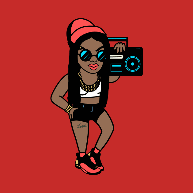 Cool Old School Fly Girl with Boombox by SLAG_Creative