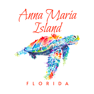 Anna Marina Island Florida Watercolor Sea Turtle T-Shirt