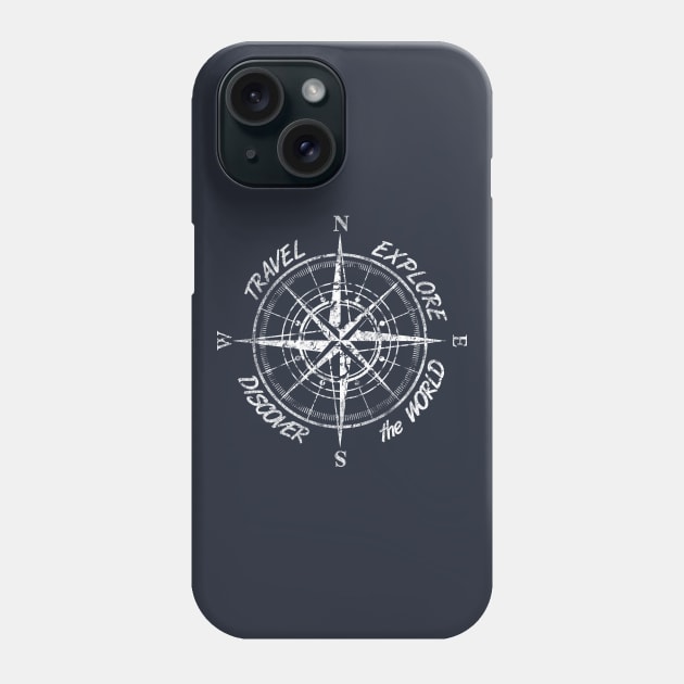 Travel explore dicover the world white compass Phone Case by gegogneto