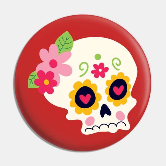 White Sugar Skull Pin by Alexandra Franzese