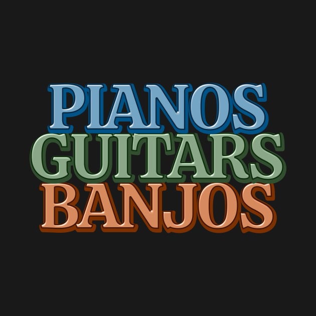 Pianos Guitars Banjos by Kelly Louise Art