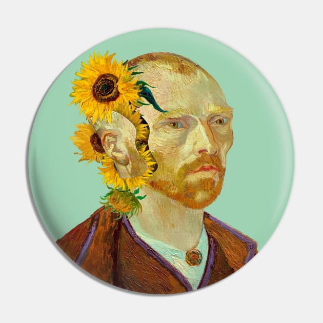 Surreal Symphony: Van Gogh's Sunflowers from a Severed Ear Pin by ArtOfSilentium