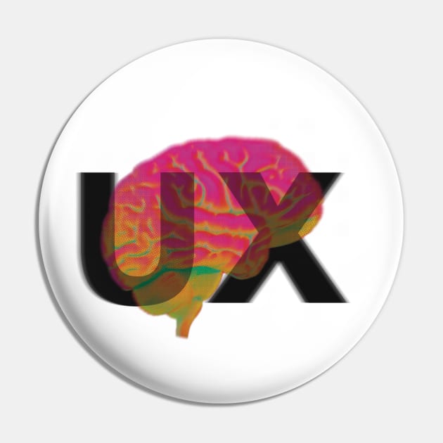 UX Brain - Black Text Pin by Grace McIsaac Designs